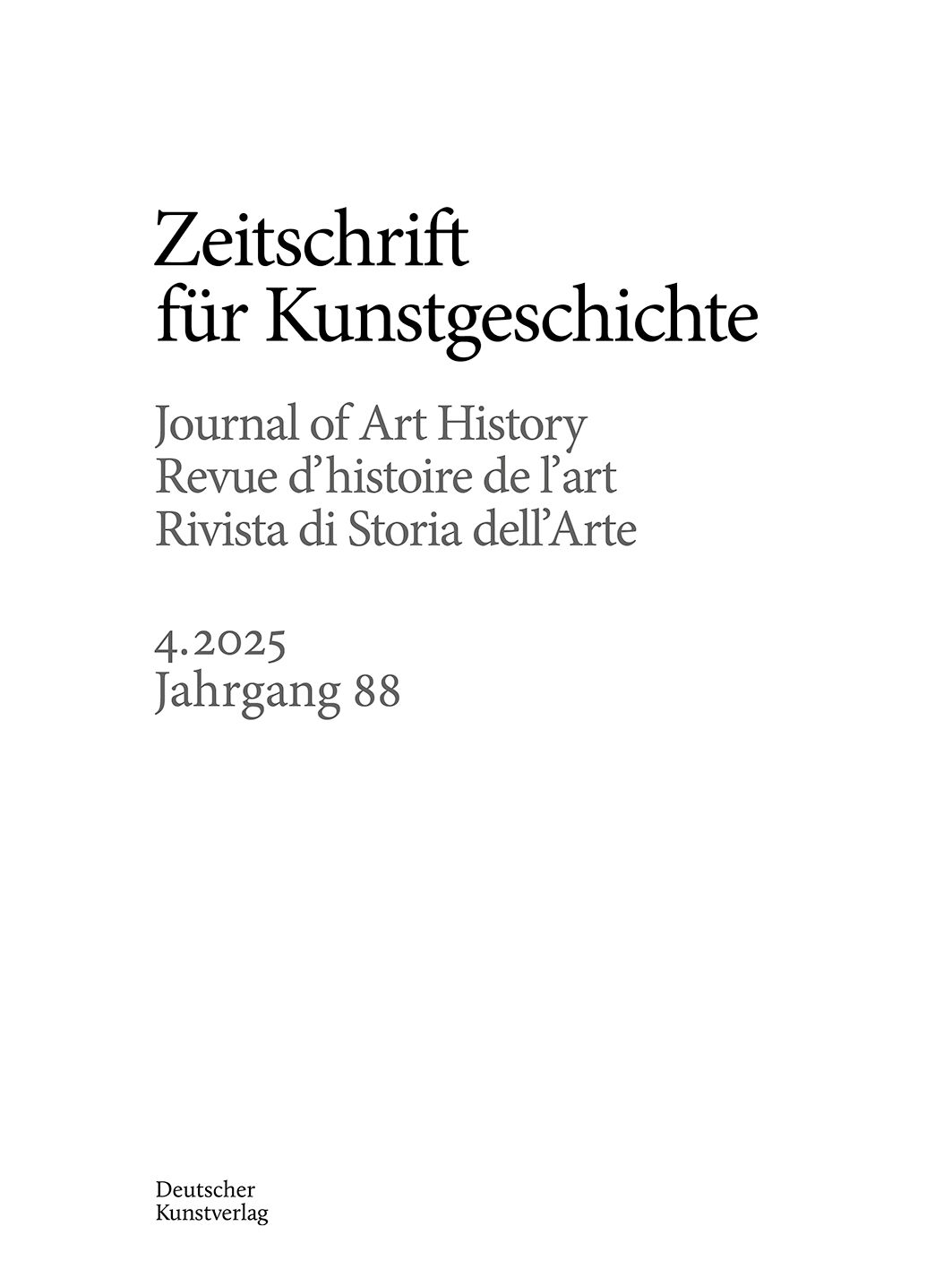 Zeitschrift für Kunstgeschichte's cover
